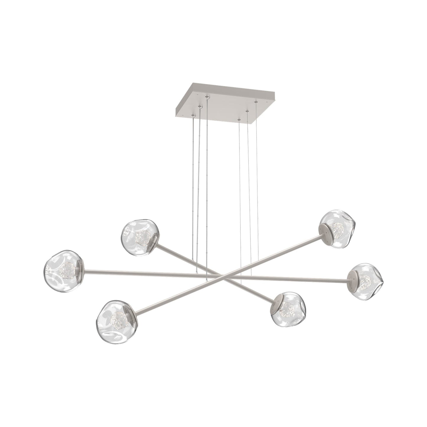 Luna Triple Moda Linear LED Chandelier in Beige Silver/Clear (Floret Crystal).