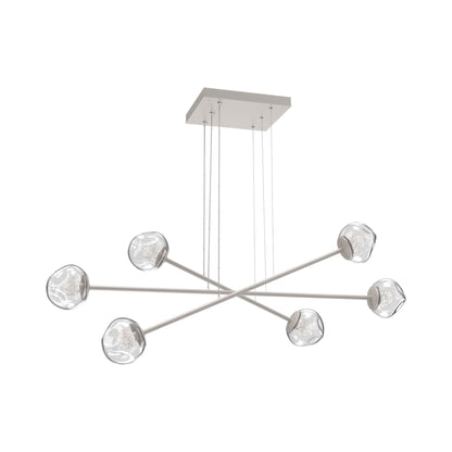 Luna Triple Moda Linear LED Chandelier in Beige Silver/Clear (Floret Crystal).