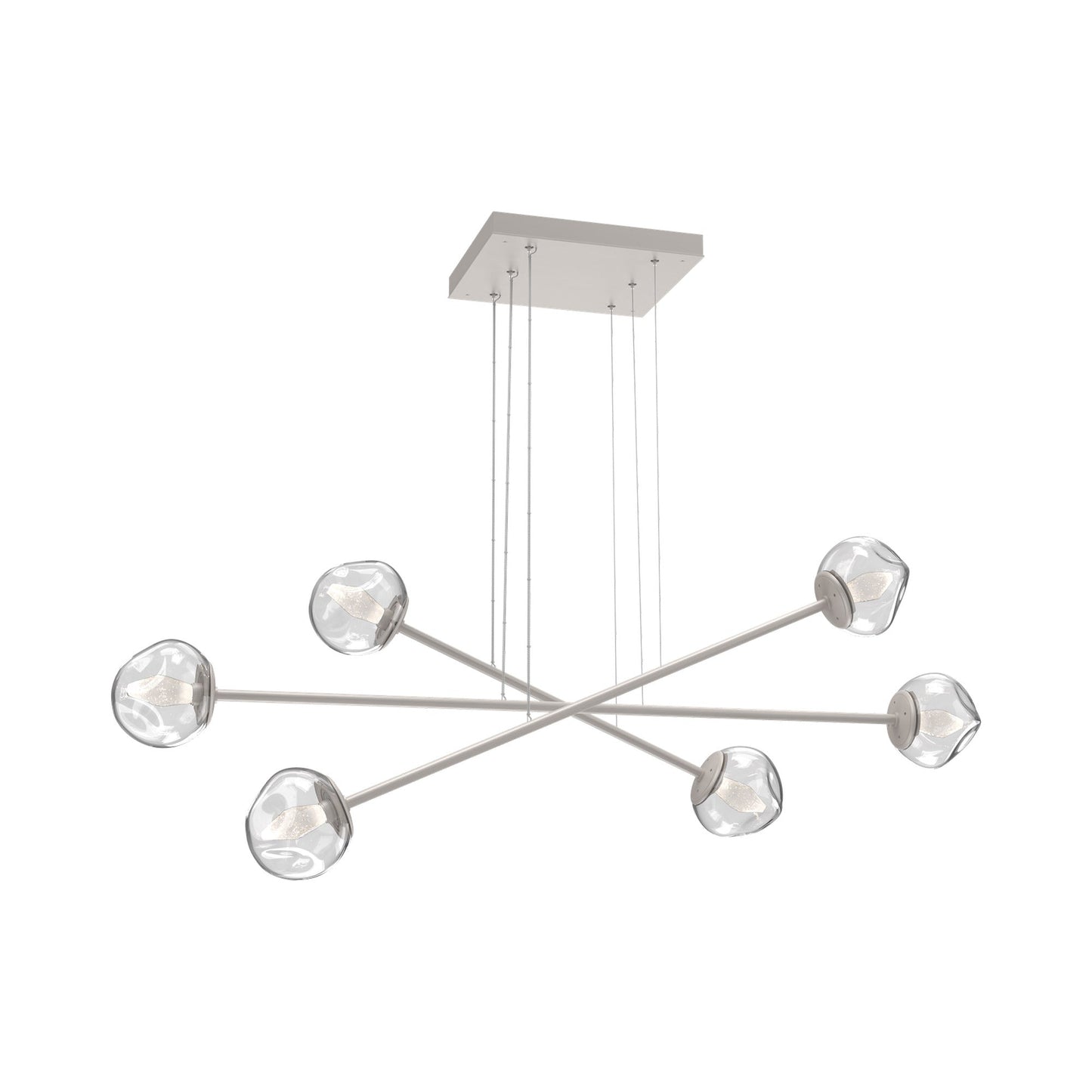 Luna Triple Moda Linear LED Chandelier in Beige Silver/Clear (Geo Crystal).