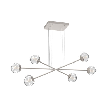 Luna Triple Moda Linear LED Chandelier in Beige Silver/Clear (Geo Crystal).