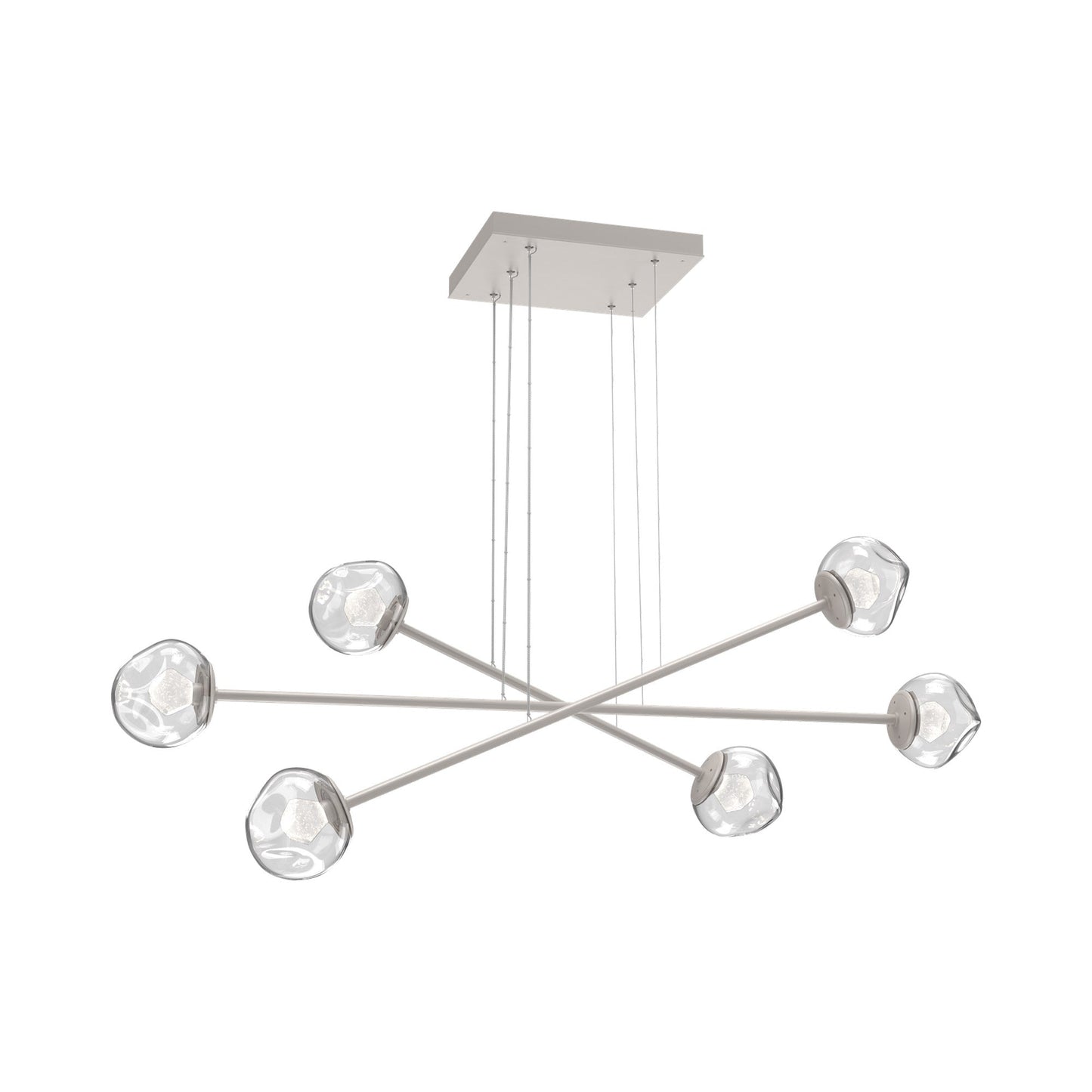 Luna Triple Moda Linear LED Chandelier in Beige Silver/Clear (Zircon Crystal).