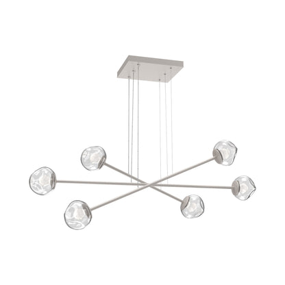 Luna Triple Moda Linear LED Chandelier in Beige Silver/Clear (Zircon Crystal).