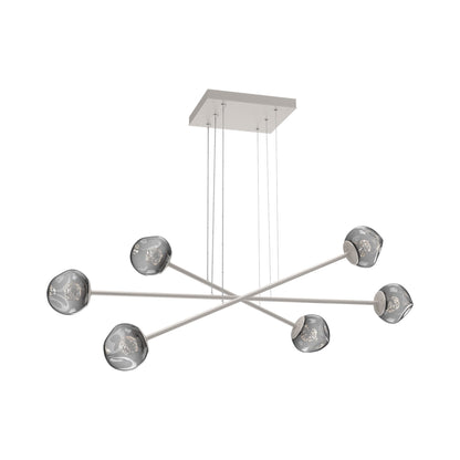 Luna Triple Moda Linear LED Chandelier in Beige Silver/Smoke (Floret Crystal).