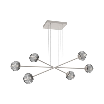 Luna Triple Moda Linear LED Chandelier in Beige Silver/Smoke (Geo Crystal).
