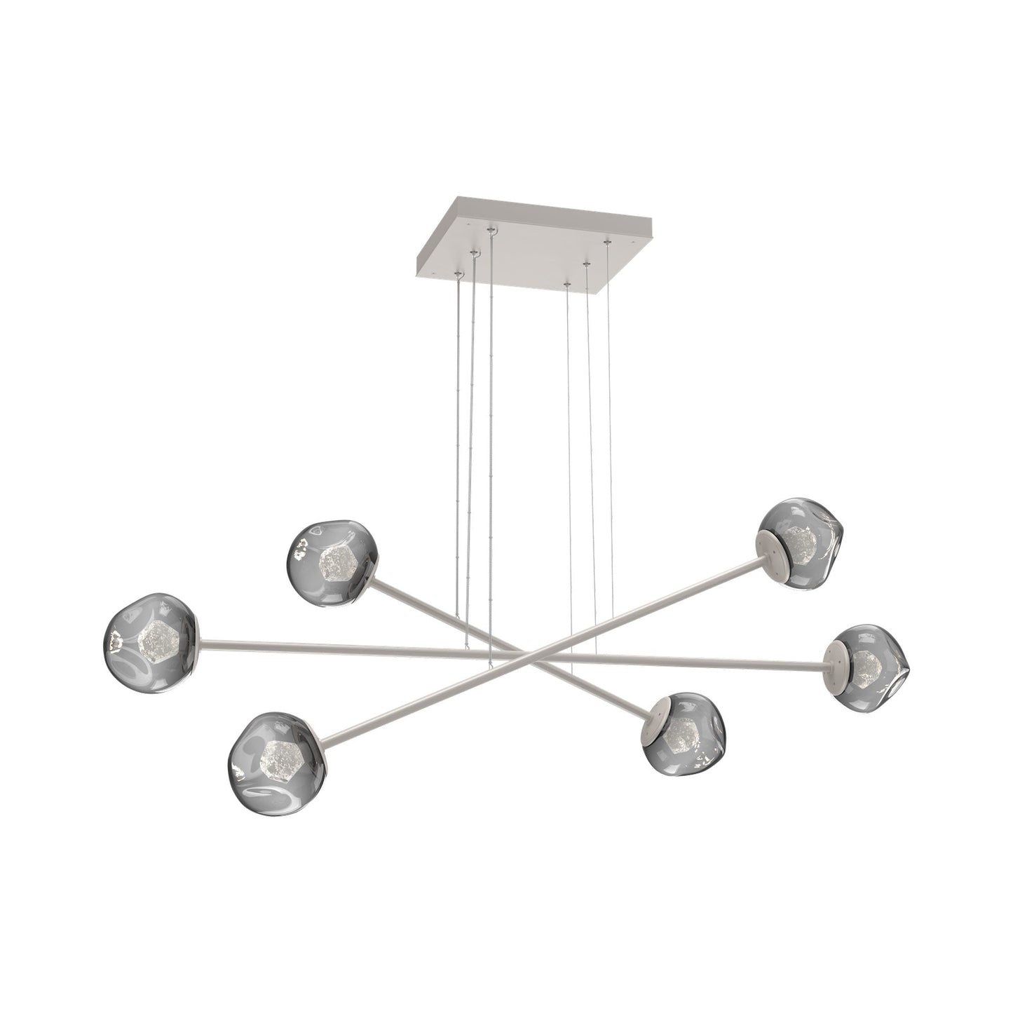 Luna Triple Moda Linear LED Chandelier in Beige Silver/Smoke (Zircon Crystal).