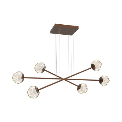 Luna Triple Moda Linear LED Chandelier in Burnished Bronze/Amber (Floret Crystal).