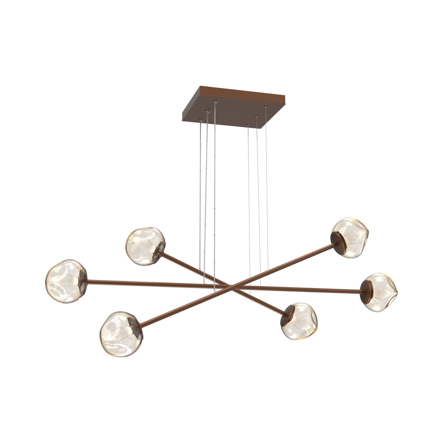 Luna Triple Moda Linear LED Chandelier in Burnished Bronze/Amber (Geo Crystal).