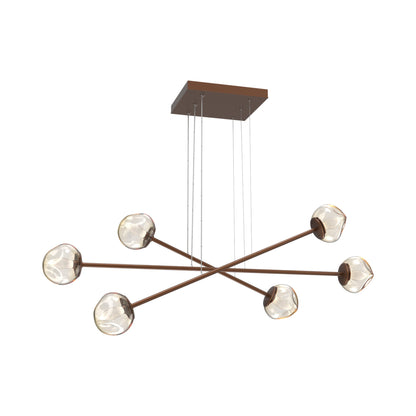 Luna Triple Moda Linear LED Chandelier in Burnished Bronze/Amber (Geo Crystal).