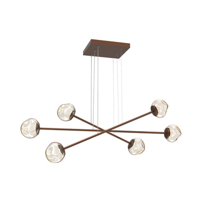 Luna Triple Moda Linear LED Chandelier in Burnished Bronze/Amber (Zircon Crystal).