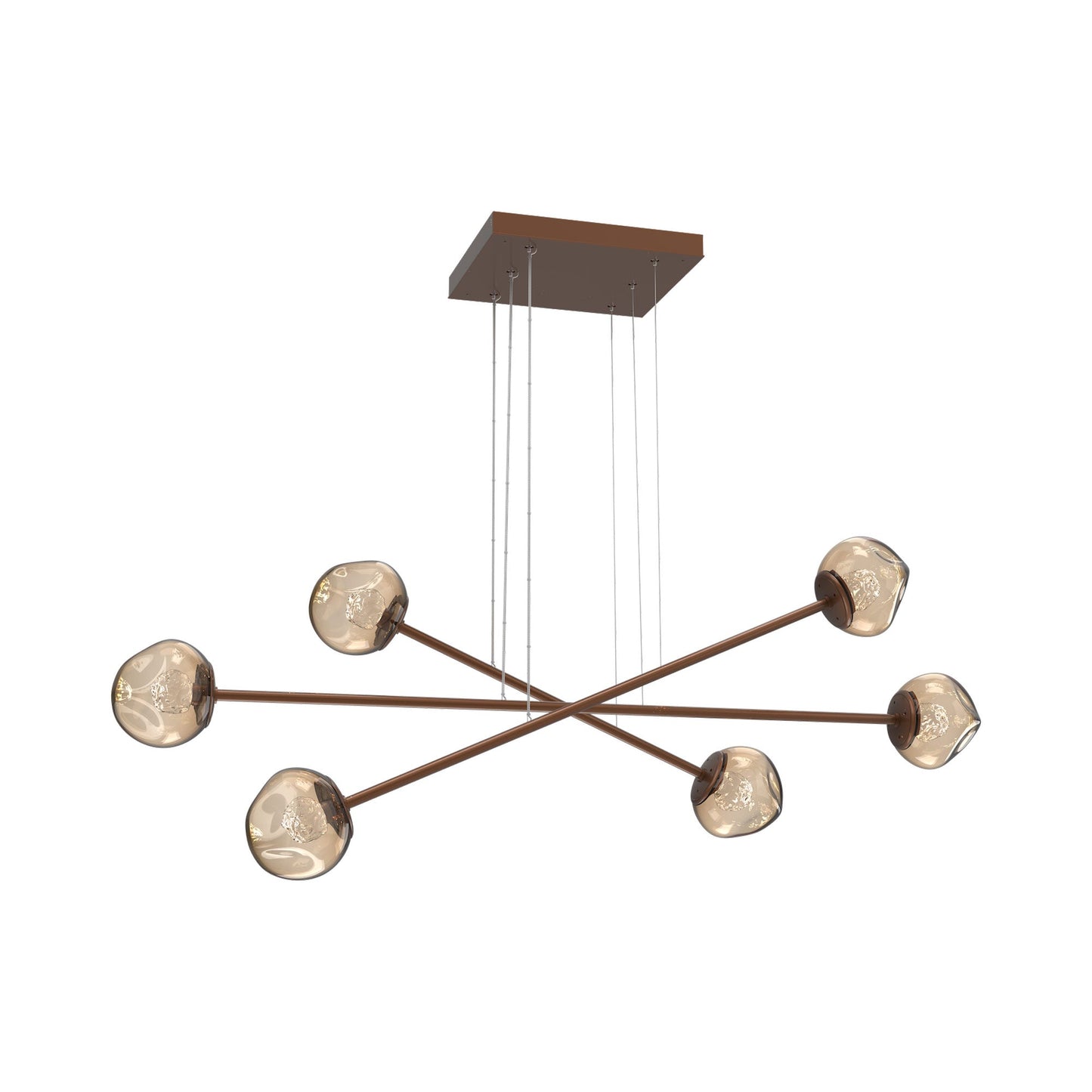 Luna Triple Moda Linear LED Chandelier in Burnished Bronze/Bronze (Floret Crystal).