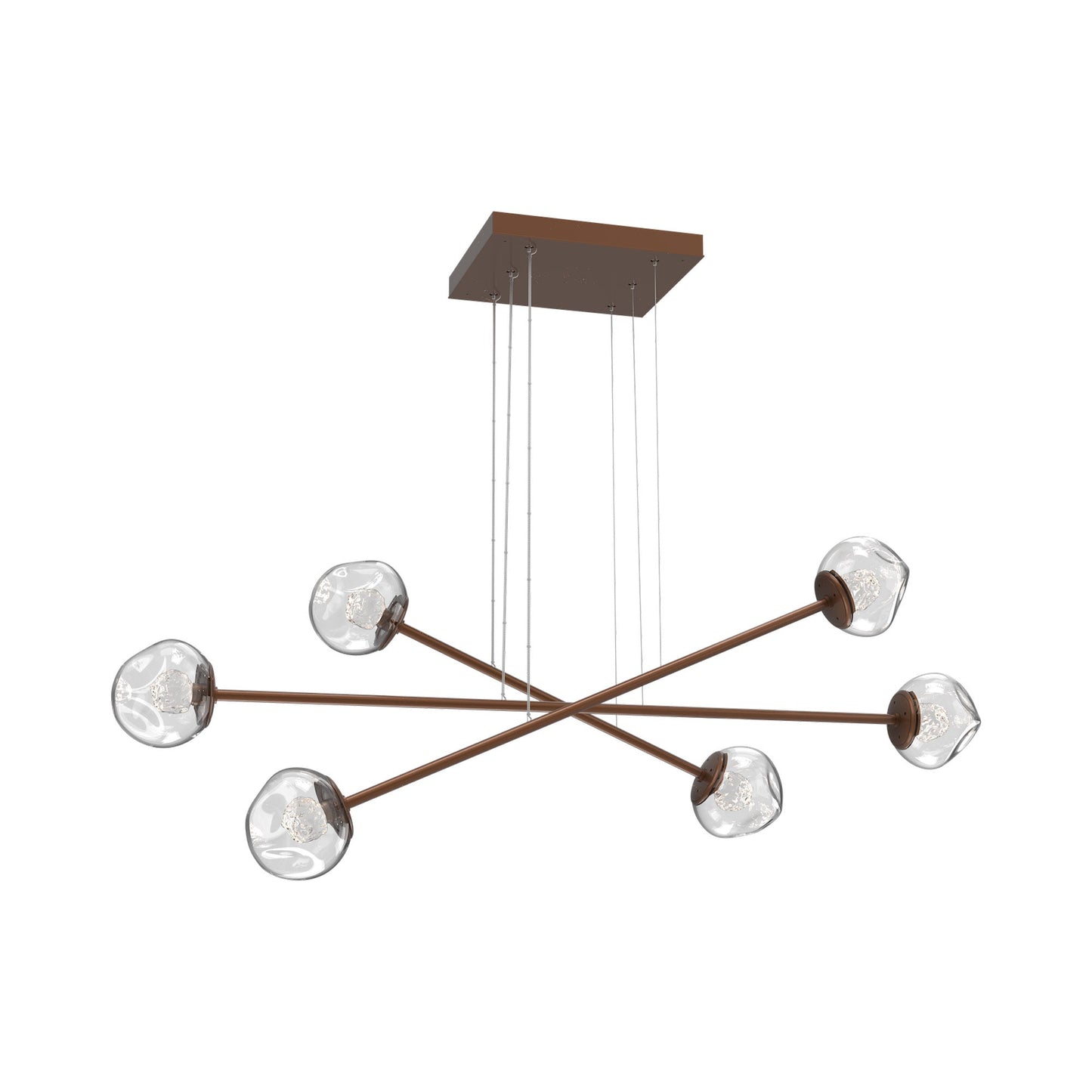 Luna Triple Moda Linear LED Chandelier in Burnished Bronze/Clear (Floret Crystal).