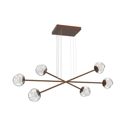 Luna Triple Moda Linear LED Chandelier in Burnished Bronze/Clear (Floret Crystal).