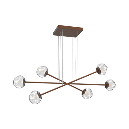 Luna Triple Moda Linear LED Chandelier in Burnished Bronze/Clear (Geo Crystal).