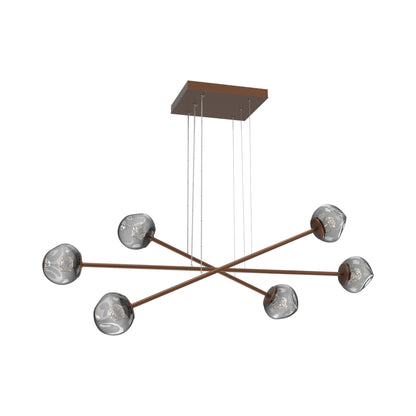 Luna Triple Moda Linear LED Chandelier in Burnished Bronze/Smoke (Floret Crystal).