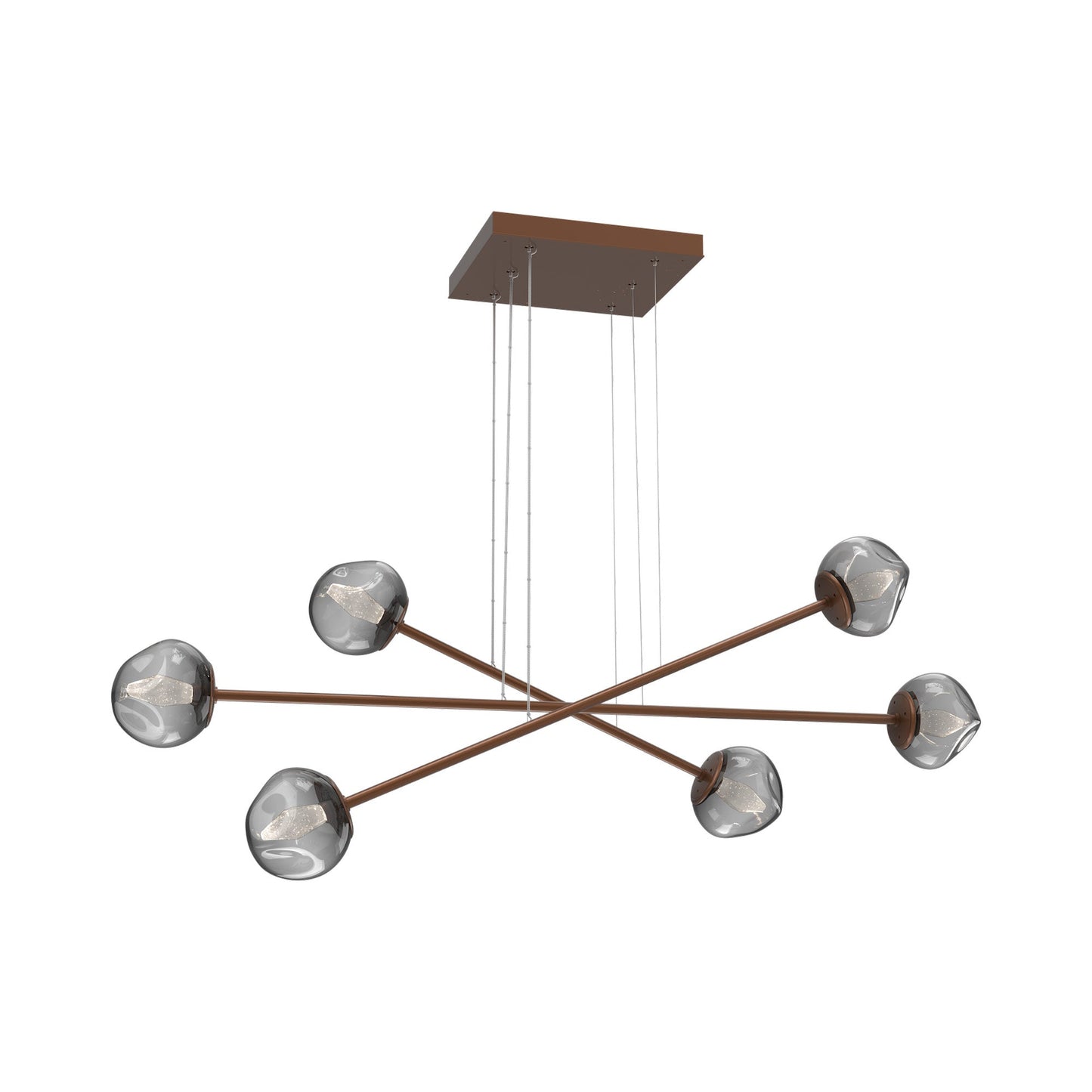 Luna Triple Moda Linear LED Chandelier in Burnished Bronze/Smoke (Geo Crystal).