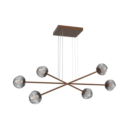Luna Triple Moda Linear LED Chandelier in Burnished Bronze/Smoke (Geo Crystal).