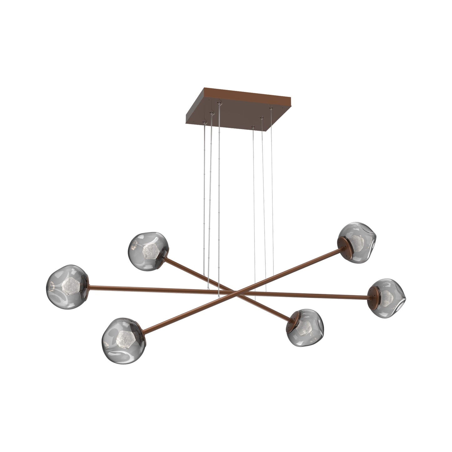 Luna Triple Moda Linear LED Chandelier in Burnished Bronze/Smoke (Zircon Crystal).