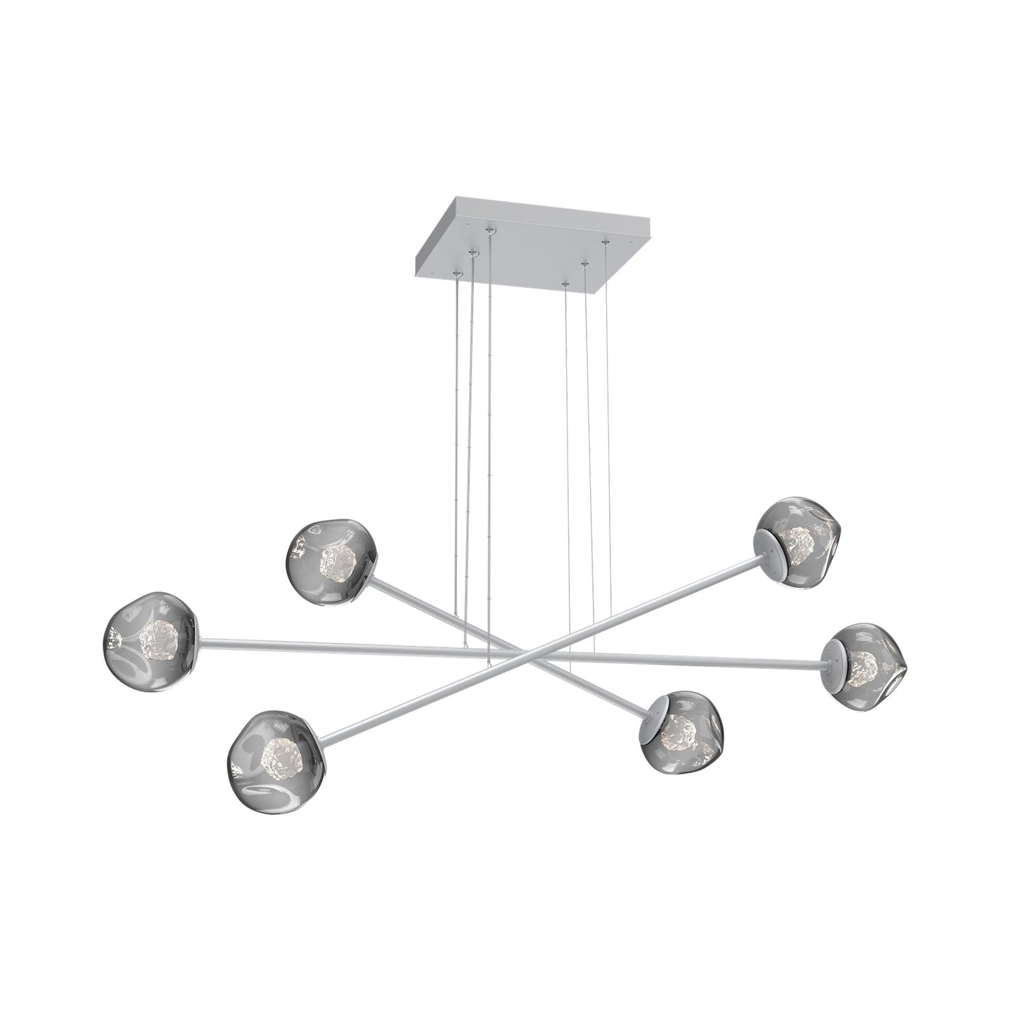 Luna Triple Moda Linear LED Chandelier in Classic Silver/Smoke (Floret Crystal).