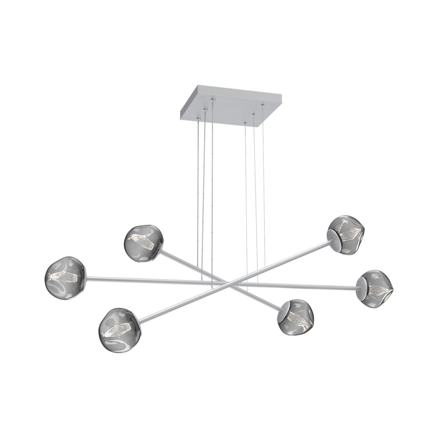 Luna Triple Moda Linear LED Chandelier in Classic Silver/Smoke (Geo Crystal).