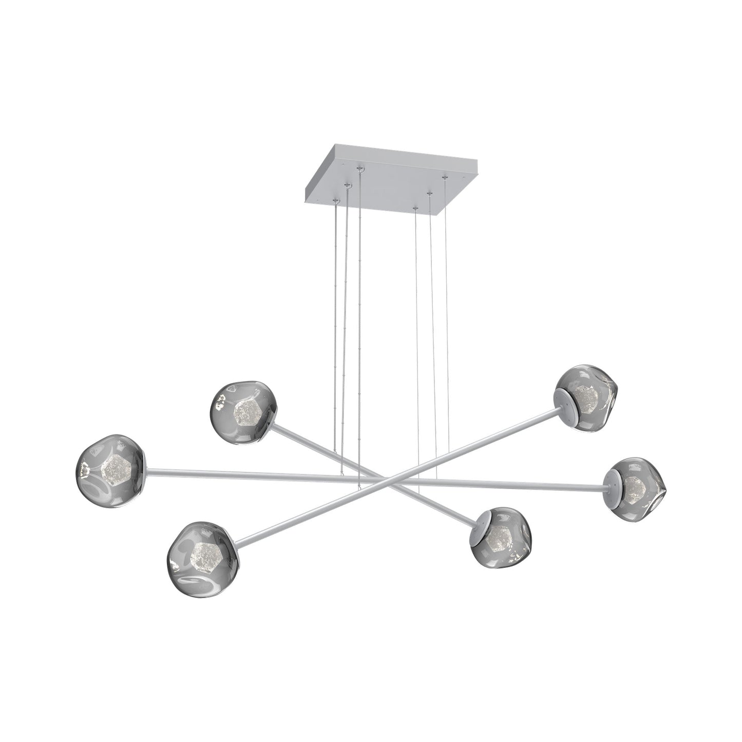 Luna Triple Moda Linear LED Chandelier in Classic Silver/Smoke (Zircon Crystal).