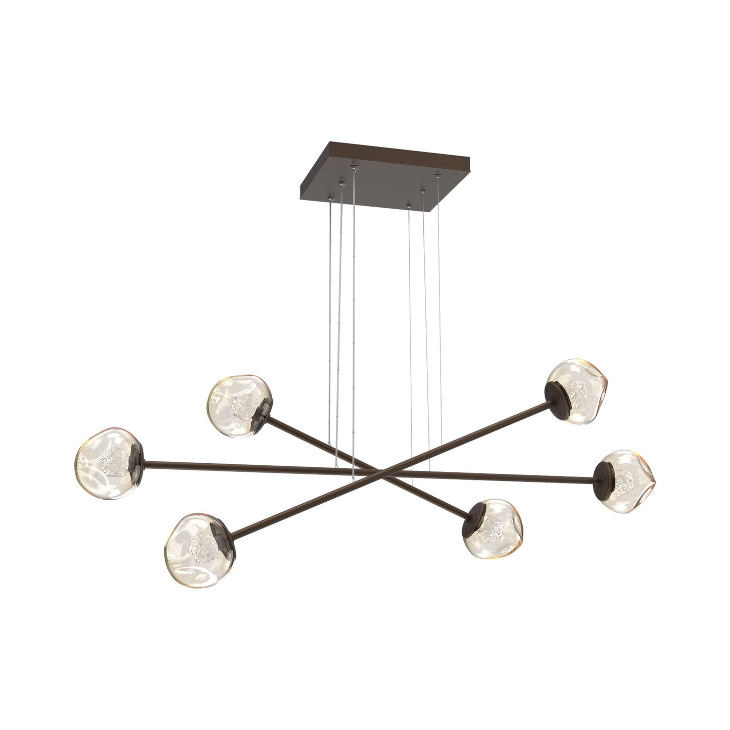 Luna Triple Moda Linear LED Chandelier in Flat Bronze/Amber (Floret Crystal).