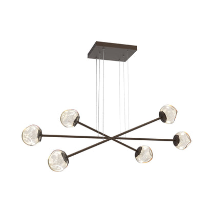 Luna Triple Moda Linear LED Chandelier in Flat Bronze/Amber (Floret Crystal).