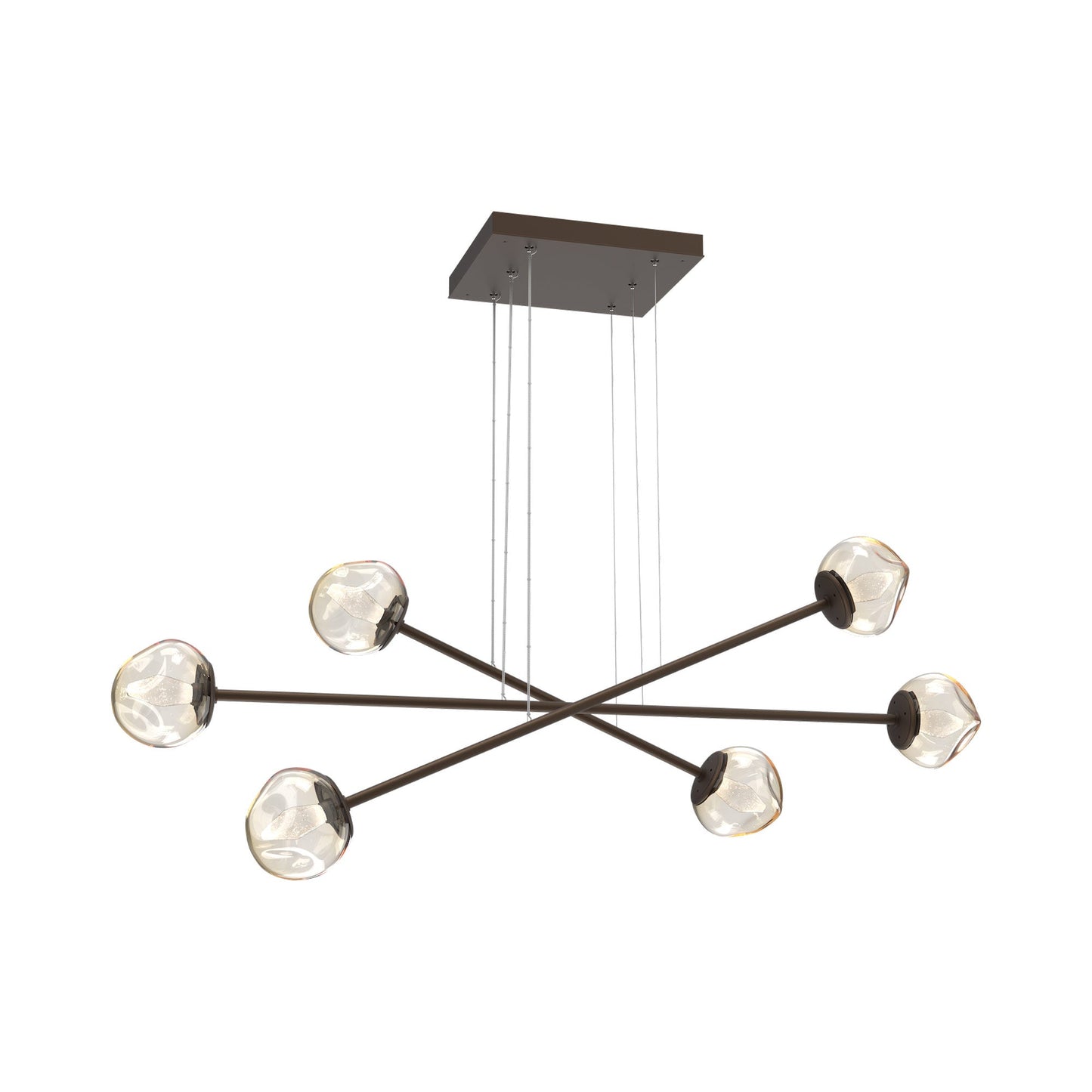 Luna Triple Moda Linear LED Chandelier in Flat Bronze/Amber (Geo Crystal).