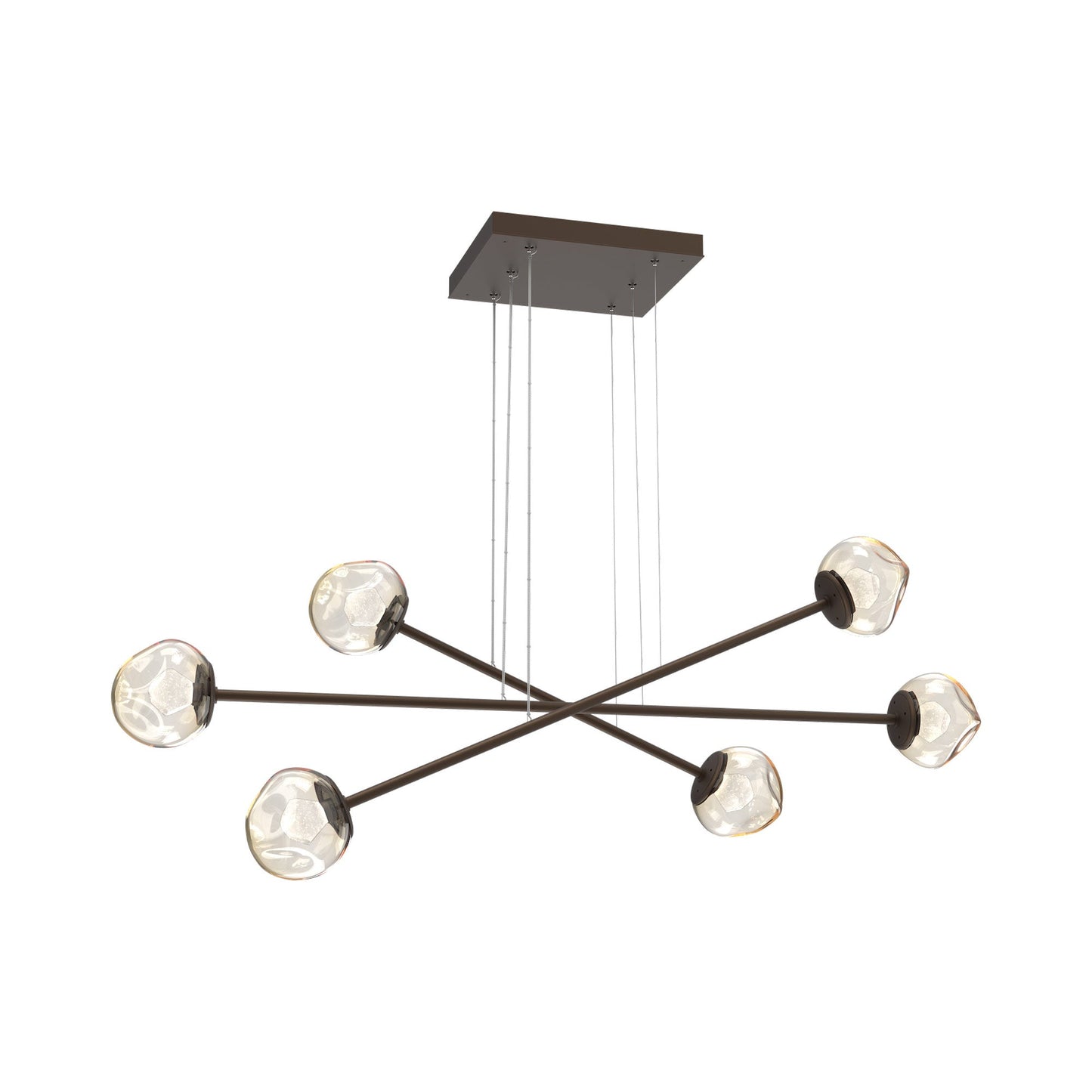 Luna Triple Moda Linear LED Chandelier in Flat Bronze/Amber (Zircon Crystal).