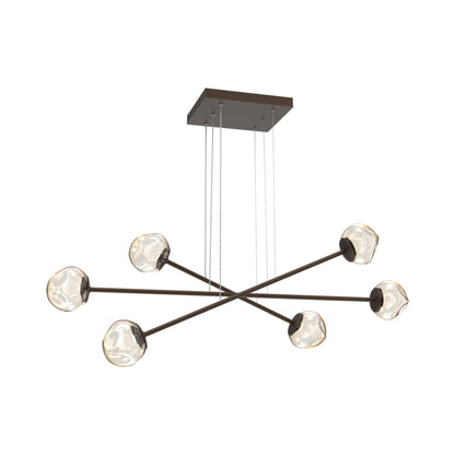 Luna Triple Moda Linear LED Chandelier in Flat Bronze/Amber (Zircon Crystal).