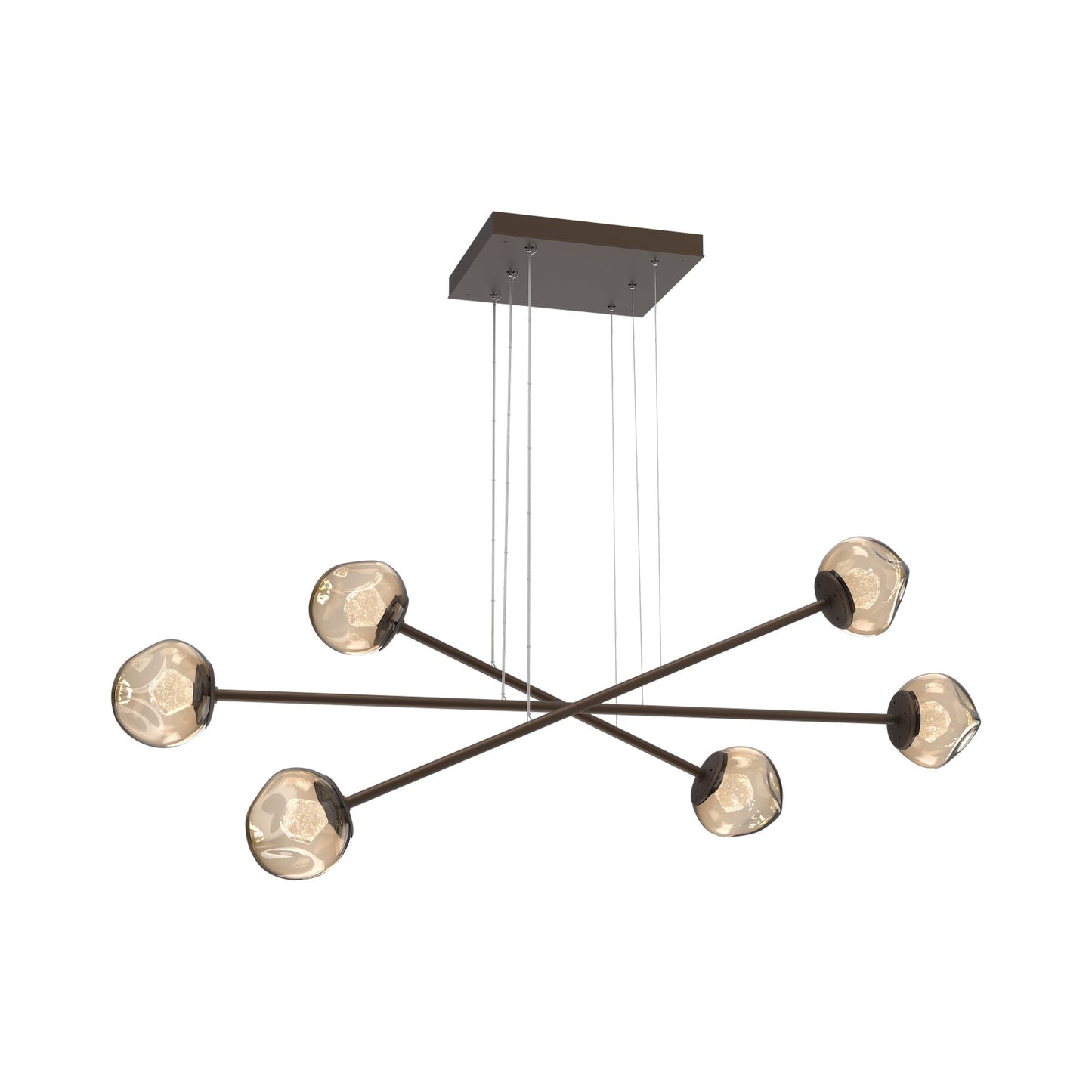 Luna Triple Moda Linear LED Chandelier in Flat Bronze/Bronze (Zircon Crystal).
