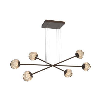 Luna Triple Moda Linear LED Chandelier in Flat Bronze/Bronze (Zircon Crystal).