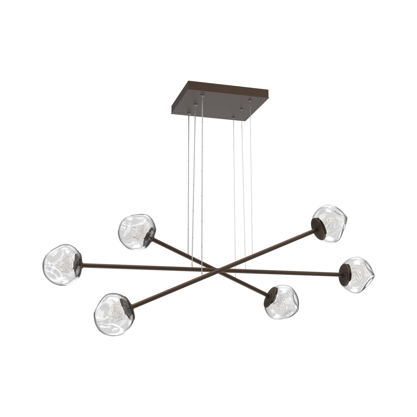 Luna Triple Moda Linear LED Chandelier in Flat Bronze/Clear (Floret Crystal).