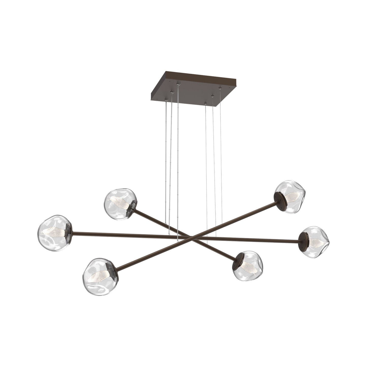 Luna Triple Moda Linear LED Chandelier in Flat Bronze/Clear (Geo Crystal).