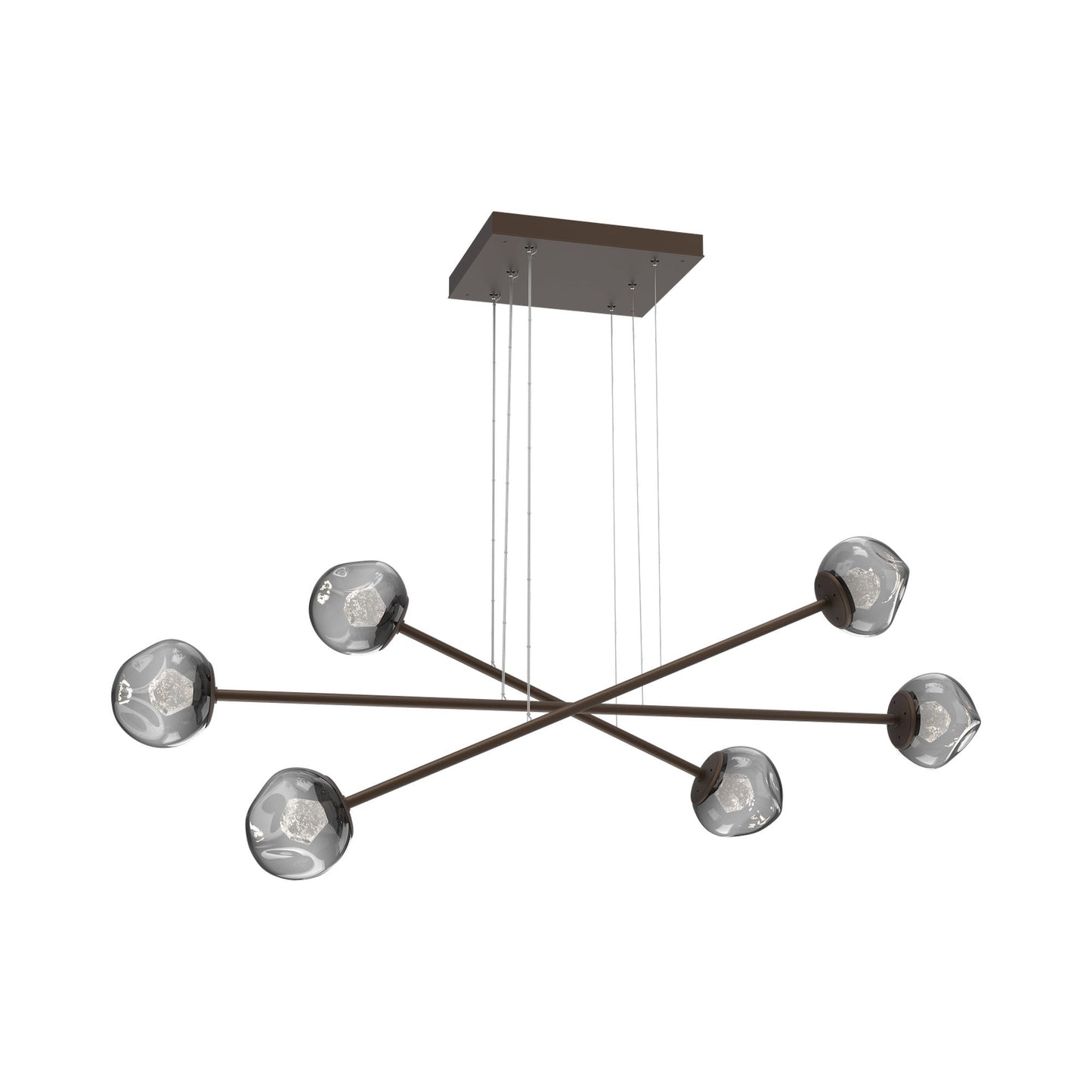Luna Triple Moda Linear LED Chandelier in Flat Bronze/Smoke (Zircon Crystal).