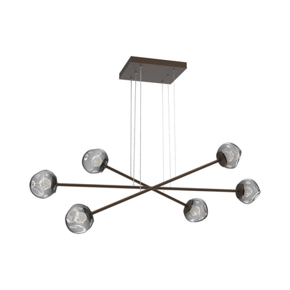 Luna Triple Moda Linear LED Chandelier in Flat Bronze/Smoke (Zircon Crystal).