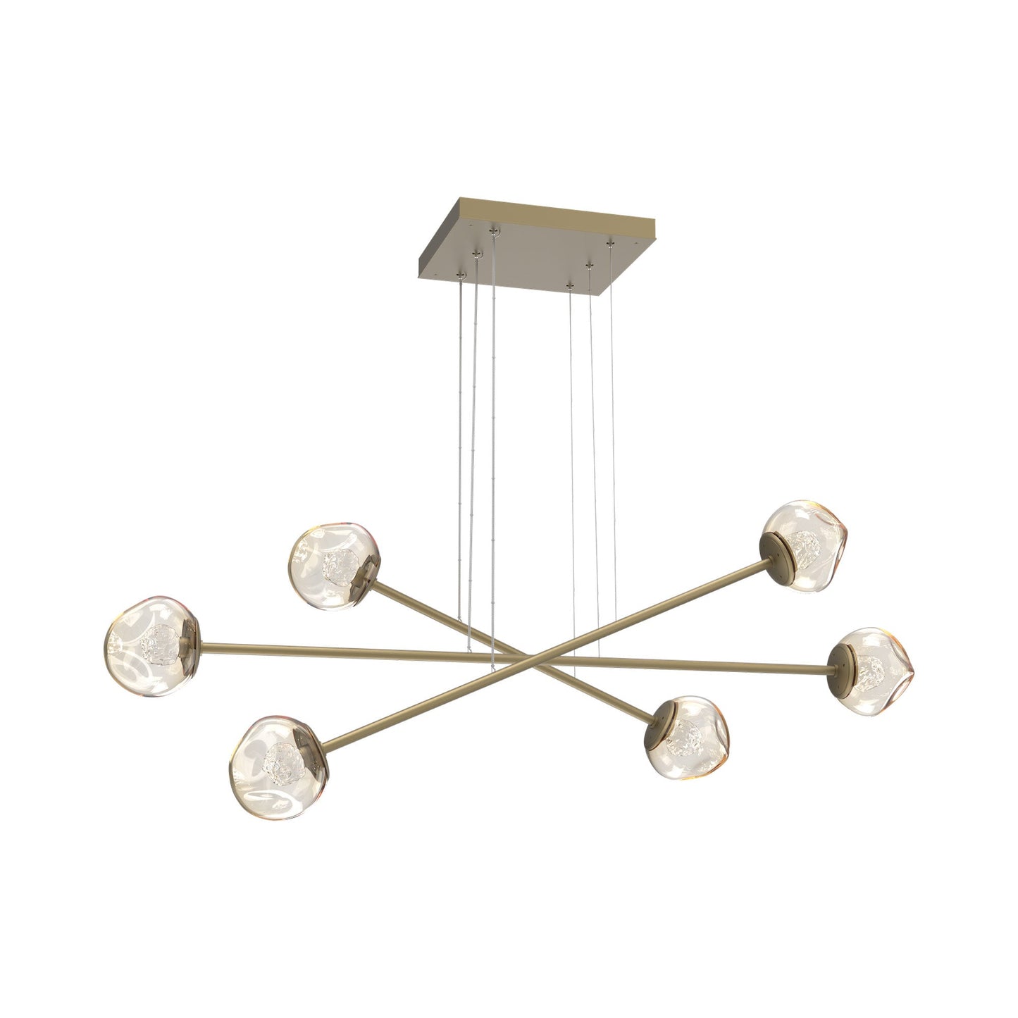 Luna Triple Moda Linear LED Chandelier in Gilded Brass/Amber (Floret Crystal).