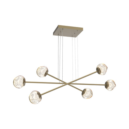 Luna Triple Moda Linear LED Chandelier in Gilded Brass/Amber (Zircon Crystal).