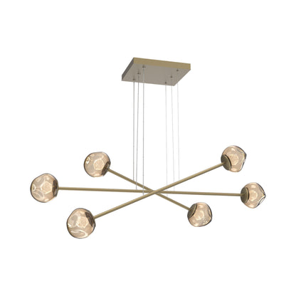 Luna Triple Moda Linear LED Chandelier in Gilded Brass/Bronze (Zircon Crystal).