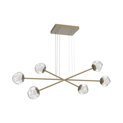 Luna Triple Moda Linear LED Chandelier in Gilded Brass/Clear (Floret Crystal).