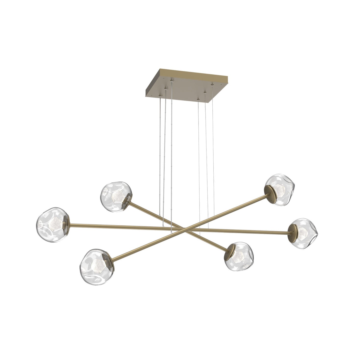 Luna Triple Moda Linear LED Chandelier in Gilded Brass/Clear (Zircon Crystal).