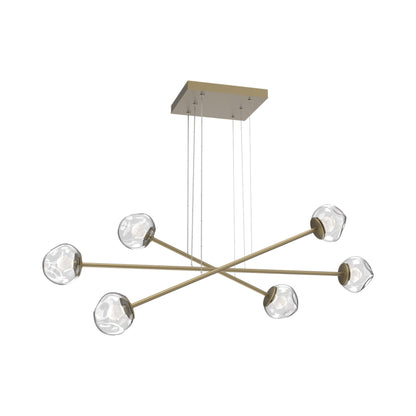 Luna Triple Moda Linear LED Chandelier in Gilded Brass/Clear (Zircon Crystal).