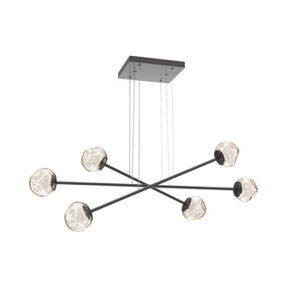 Luna Triple Moda Linear LED Chandelier in Graphite/Amber (Floret Crystal).