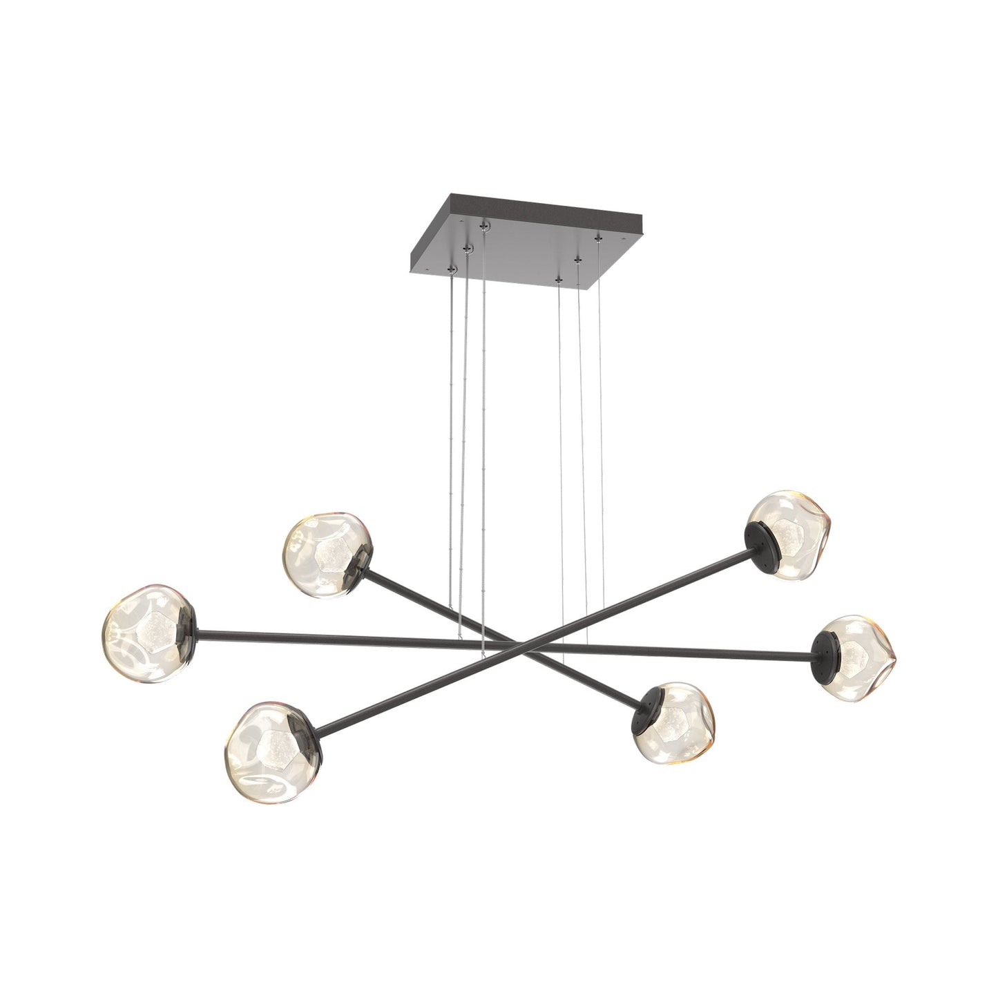 Luna Triple Moda Linear LED Chandelier in Graphite/Amber (Zircon Crystal).