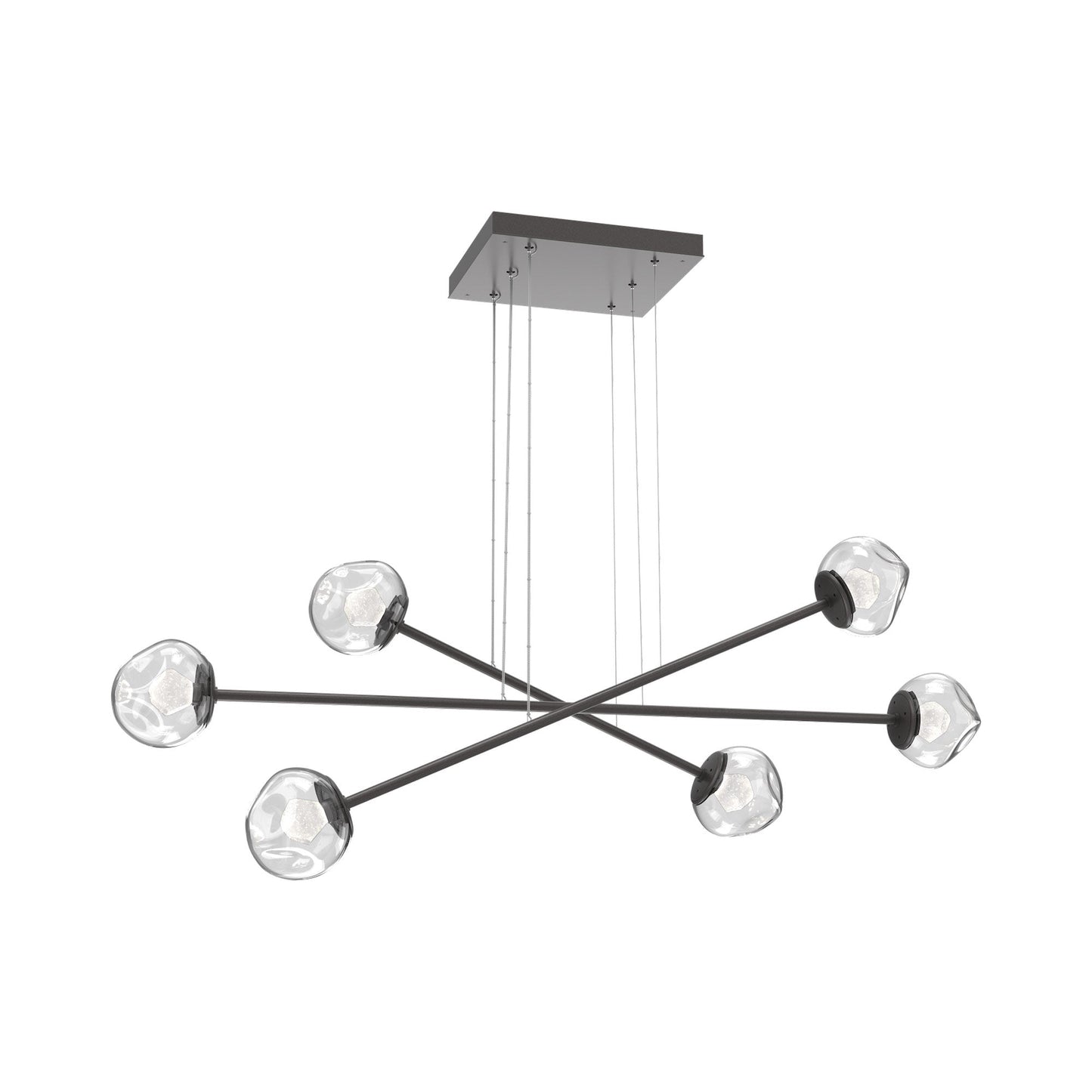 Luna Triple Moda Linear LED Chandelier in Graphite/Clear (Zircon Crystal).
