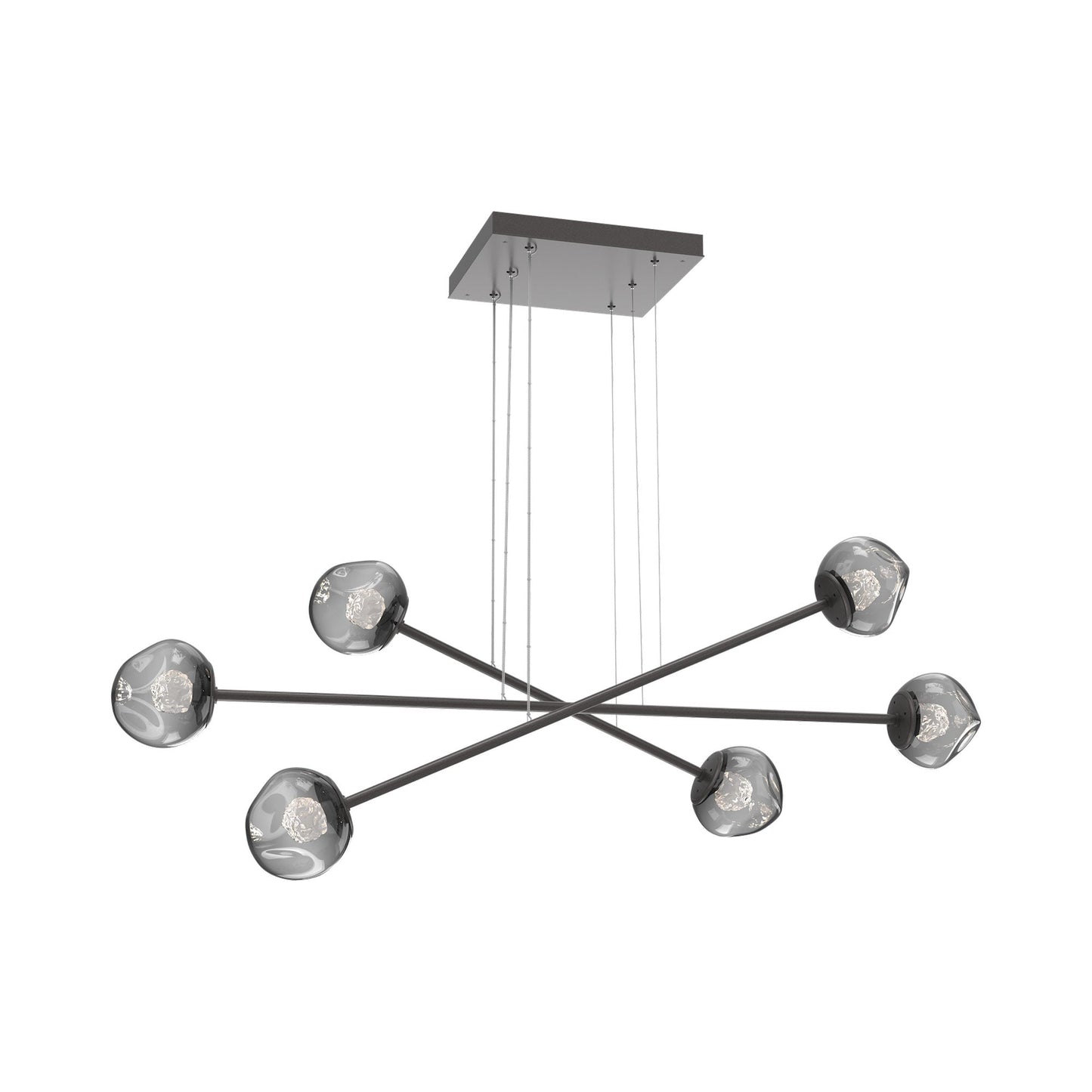 Luna Triple Moda Linear LED Chandelier in Graphite/Smoke (Floret Crystal).