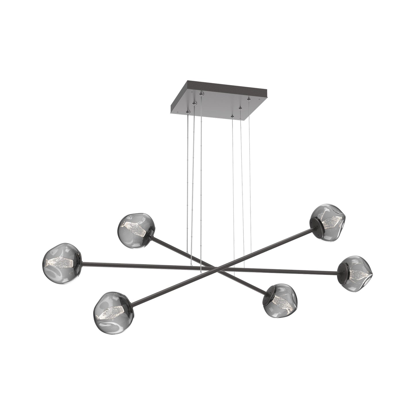 Luna Triple Moda Linear LED Chandelier in Graphite/Smoke (Geo Crystal).