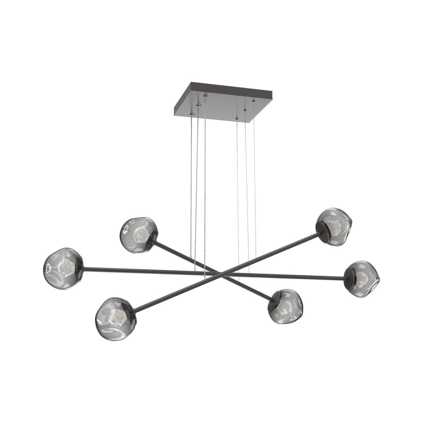 Luna Triple Moda Linear LED Chandelier in Graphite/Smoke (Zircon Crystal).