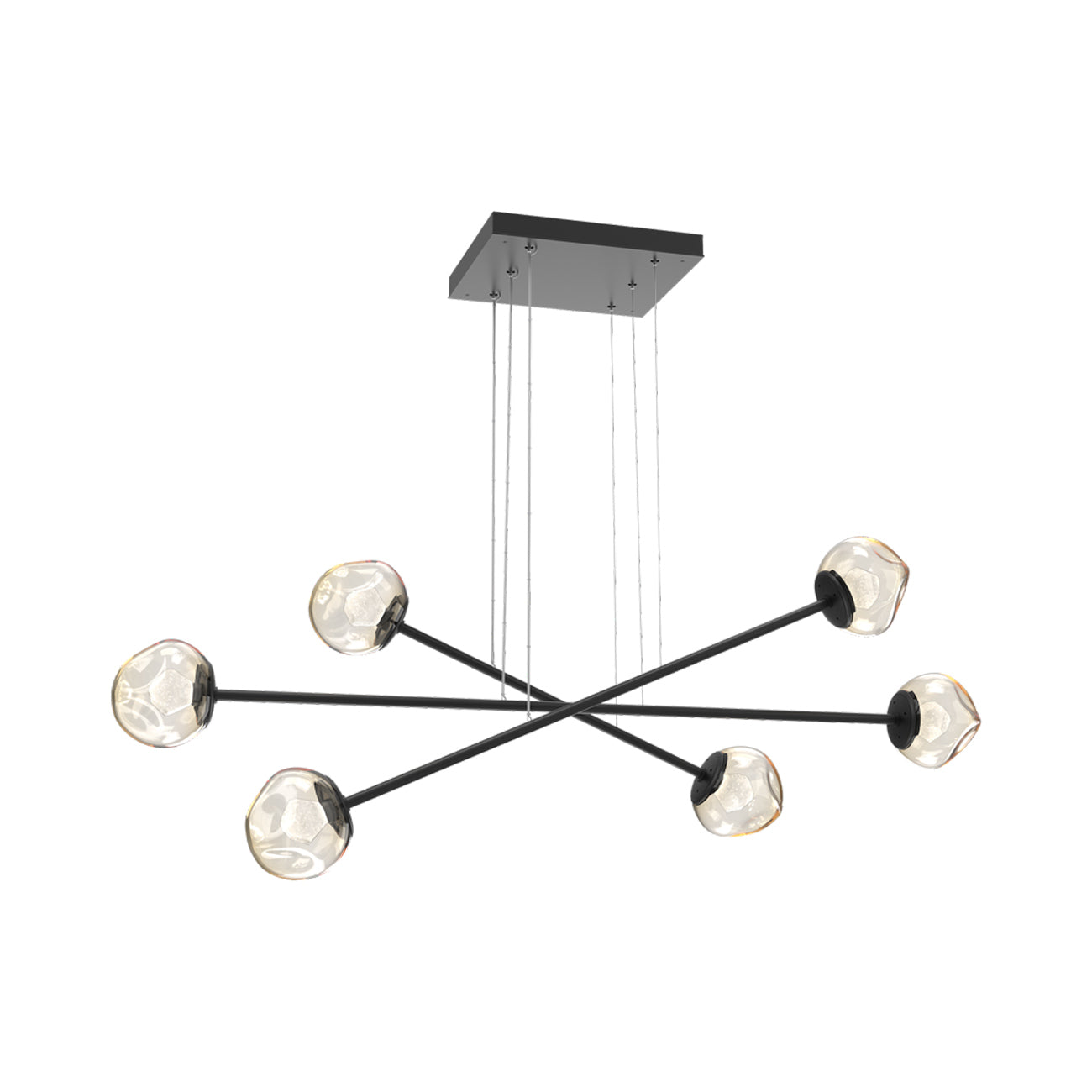 Luna Triple Moda Linear LED Chandelier in Matte Black/Amber (Zircon Crystal).
