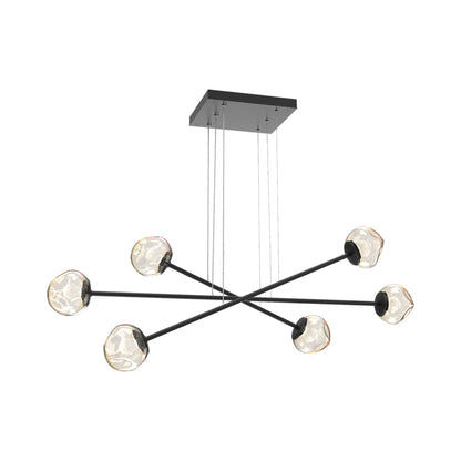 Luna Triple Moda Linear LED Chandelier in Matte Black/Amber (Zircon Crystal).