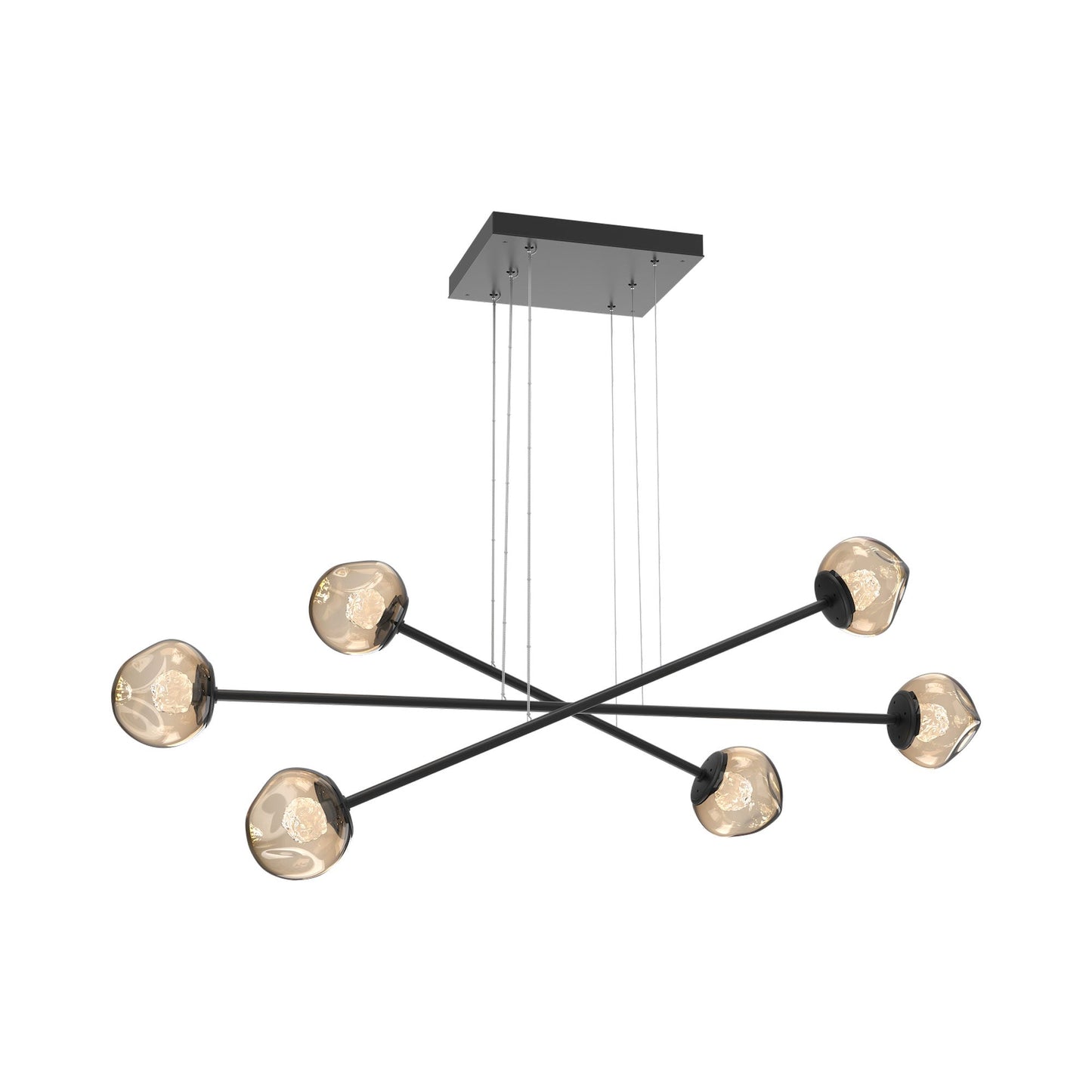 Luna Triple Moda Linear LED Chandelier in Matte Black/Bronze (Floret Crystal).